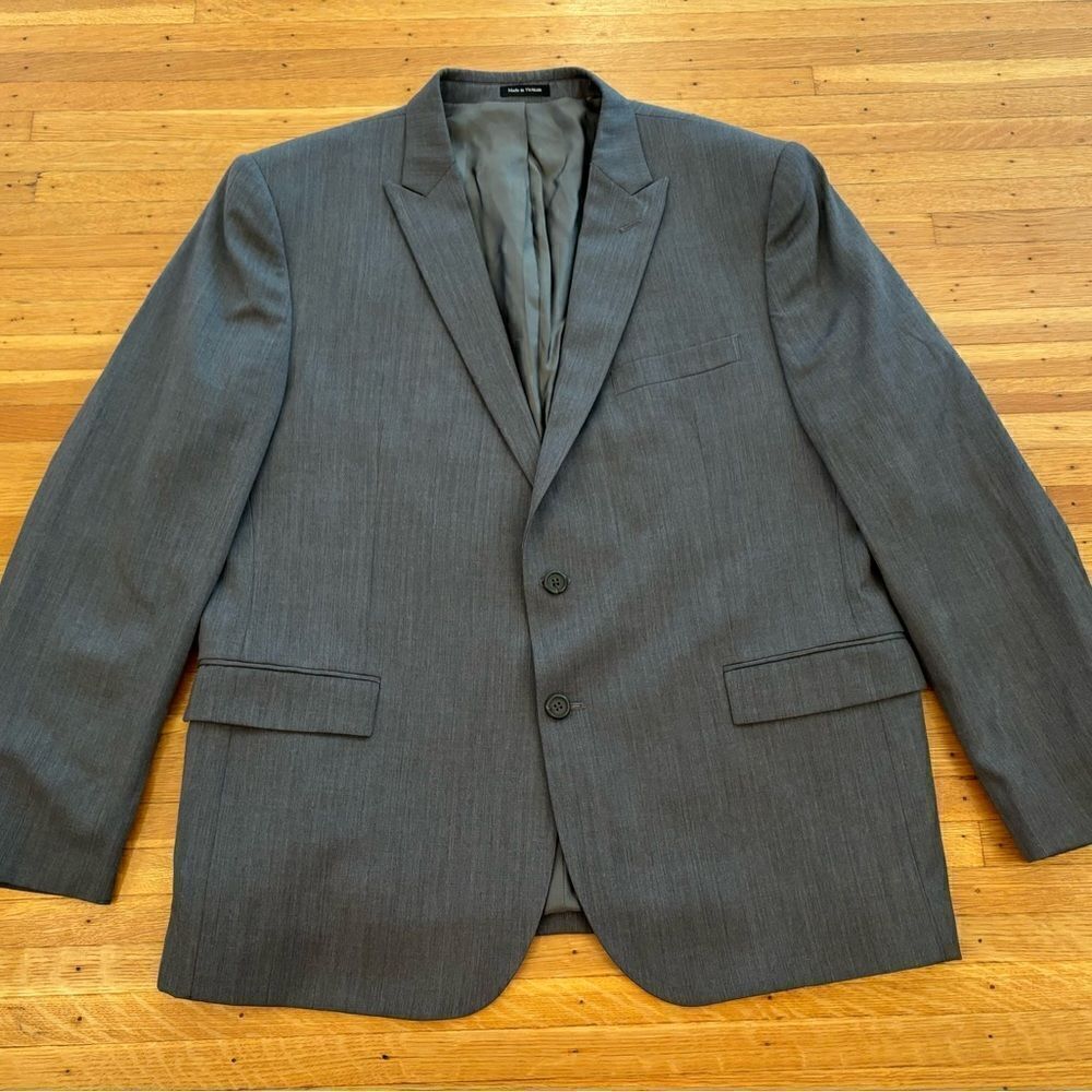 Egara grey 100% wool blazer suit jacket size 48R